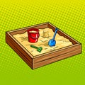 Sandpit for children pop art vector illustration