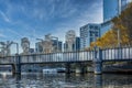 Sandridge Bridge with tall metal sculptures Royalty Free Stock Photo