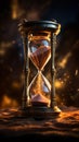 Sands of Time in Glowing Hourglass Royalty Free Stock Photo
