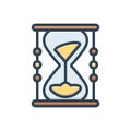 Color illustration icon for sands of time, countdown and running