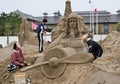 Sandsculptors of Charles Lindbergh Royalty Free Stock Photo