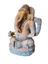 Sandstone Ancient Ganesha statue isolated on white background. Royalty Free Stock Photo