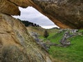 A sandstone arch at the Elephant rocks natural reserve in New Zealand