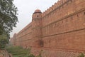 sandstone boundary at unecso world heritage site, red fort, new delhi