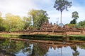 Sandstone carving at banteay srei,Siem Reap, Royalty Free Stock Photo