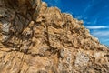 Sandstone cliff with honeycomb weathering