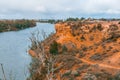 Sandstone cliffs and eucalyptuses over Murray River.