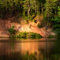 Sandstone cliffs in the Gaujas National Park, Latvia Royalty Free Stock Photo