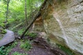 Sandstone cliffs and walkway in Hinni canyon (Hinni kanjon) Estonia