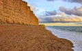 The sandstone cliffs at West Bay in Dorset, England. This is part of the Jurassic coast which runs from Exmouth in Devon to