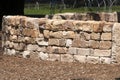 Sandstone drywall construction in public garden Royalty Free Stock Photo