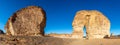 Sandstone elephant rock erosion monolith standing in the desert, Al Ula