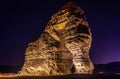 Sandstone elephant rock erosion monolith standing in the desert, Al Ula