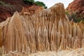 Sandstone formations and needles in Tsingy Rouge Park in Madagascar