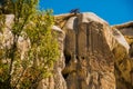 Sandstone formations in Zemi Valley near town Goreme, Cappadocia, Turkey Royalty Free Stock Photo