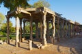 Sandstone gallery with columns at the Qutb Minar complex in Delhi, India.