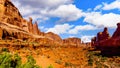 Sandstone Hoodoos, Pinnacles and Rock Fins at the Park Avenue valley in Arches National Park Royalty Free Stock Photo