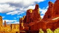 Sandstone Hoodoos, Pinnacles and Rock Fins at the Park Avenue valley in Arches National Park Royalty Free Stock Photo