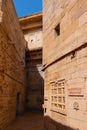 Sandstone made walls and exterior of Rani Mahal or Rani Ka Mahal,inside Jaisalmer fort. Rajasthan, India. UNESCO world heritage