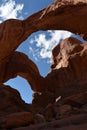 Sandstone Monolith `Double Arch ` in Arches National park Royalty Free Stock Photo