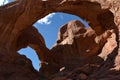 Sandstone Monolith `Double Arch ` in Arches National park Royalty Free Stock Photo