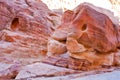 Sandstone rock elephant in gorge Siq in Petra Royalty Free Stock Photo