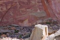 Sandstone rock face with petroglyphs at Capitol Reef National Park outside of Torrey, Utah Royalty Free Stock Photo
