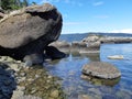 Sandstone rock formations along the shoreline Royalty Free Stock Photo