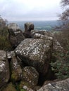 Sandstone rock formations at Brimham rocks Royalty Free Stock Photo