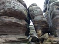 Sandstone rock formations at Brimham rocks Royalty Free Stock Photo