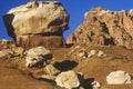 Sandstone rock formations inside Capitol Reef National Park in southern UT at sunset Royalty Free Stock Photo