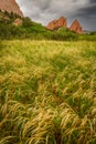 Sandstone rock formations and prairie grassland, Garden of the Gods, Colorado Springs, United States Royalty Free Stock Photo