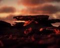 Sandstone rock formations at sunset. Royalty Free Stock Photo