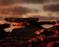 Sandstone rock formations at sunset. Royalty Free Stock Photo