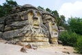 Sandstone rock sculptures Devils Heads near Zelizy, Czech Republic Royalty Free Stock Photo