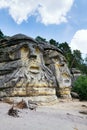 Sandstone rock sculptures Devils Heads near Zelizy, Czech Republic Royalty Free Stock Photo