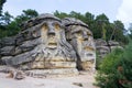 Sandstone rock sculptures Devils Heads near Zelizy, Czech Republic Royalty Free Stock Photo