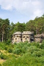 Sandstone rock sculptures Devils Heads near Zelizy, Czech Republic Royalty Free Stock Photo