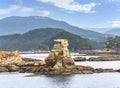 Sandstone rocks called Sagan in the sea of Saikai National Park Kujukushima islands of Sasebo.