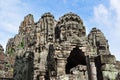 Sandstone sculptures of Bayon Temple in Cambodia Royalty Free Stock Photo