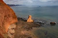 A sandstone sea stack at Ladram Bay near Sidmouth, Devon. Part of the south west coastal path