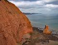A sandstone sea stack at Ladram Bay near Sidmouth, Devon. Part of the south west coastal path