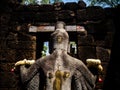 Sandstone statue of god Khmer Art at Prasat Muang Singh in Kanjanaburi , Thailand Royalty Free Stock Photo