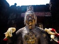 Sandstone statue of god Khmer Art at Prasat Muang Singh in Kanjanaburi , Thailand Royalty Free Stock Photo