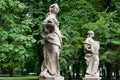 Sandstone statues in the Saxon Garden, Warsaw, Poland. Made before 1745 by anonymous Warsaw sculptor under the direction of Johann Royalty Free Stock Photo