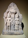 Sandstone Stele with Buddha, Lokeshvara and Prajnaparamita from Cambodia