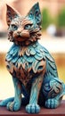 Sandstone and Teal Cat: A Beautiful Feline in Artistic Style .