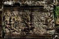 A sandstone wall sculpture of Apsara dancing at Bayon Angkor Thom Temple, Siem Reap