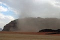 Sandstorm blowing hard in the arid desert