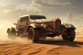 Sandstorm car desert. Generate Ai Royalty Free Stock Photo